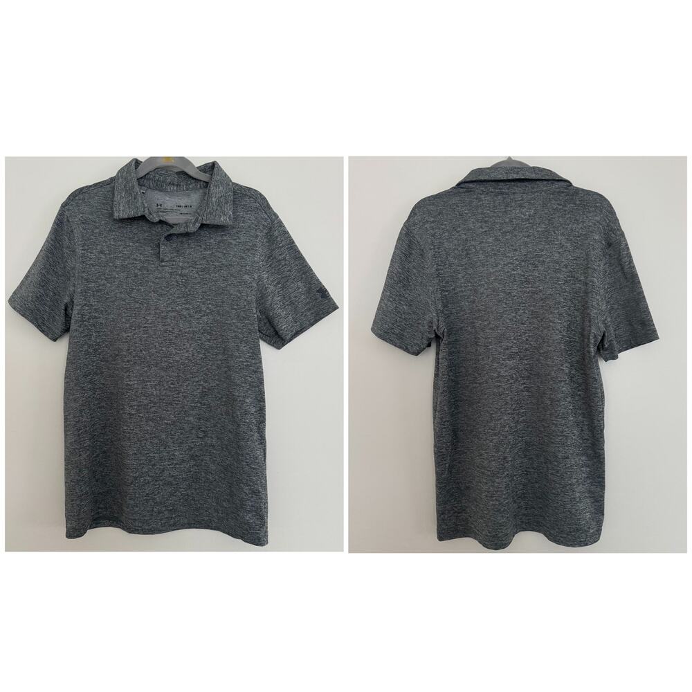 Under Armour Loose Fit, Heatgear Polo in Heathered Gray